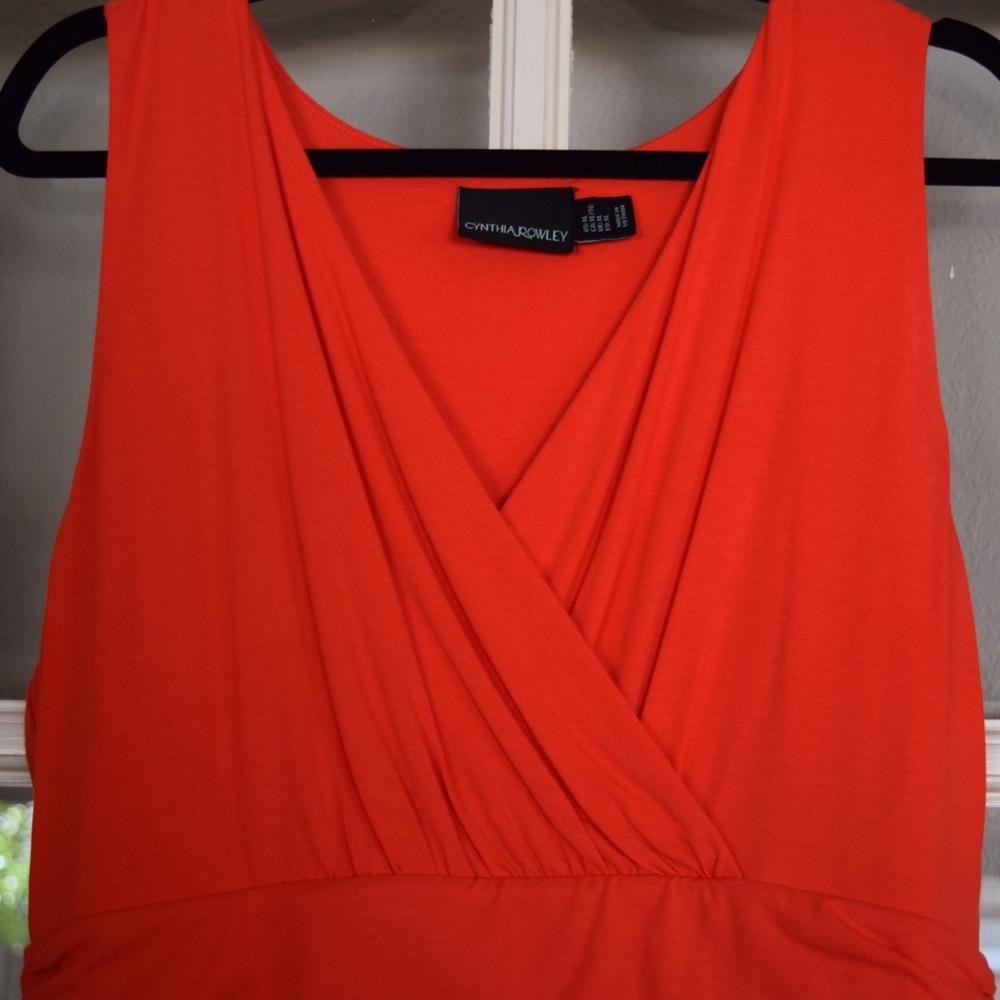 Cynthia Rowley Bright Orange Sleeveless Midi Dress